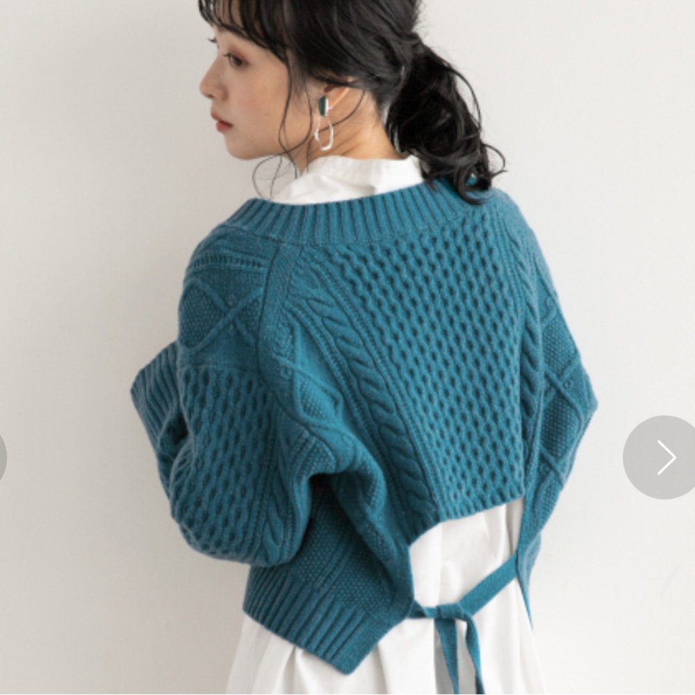 Lowrys farm Japan wool Teal Cable Knit Sweater